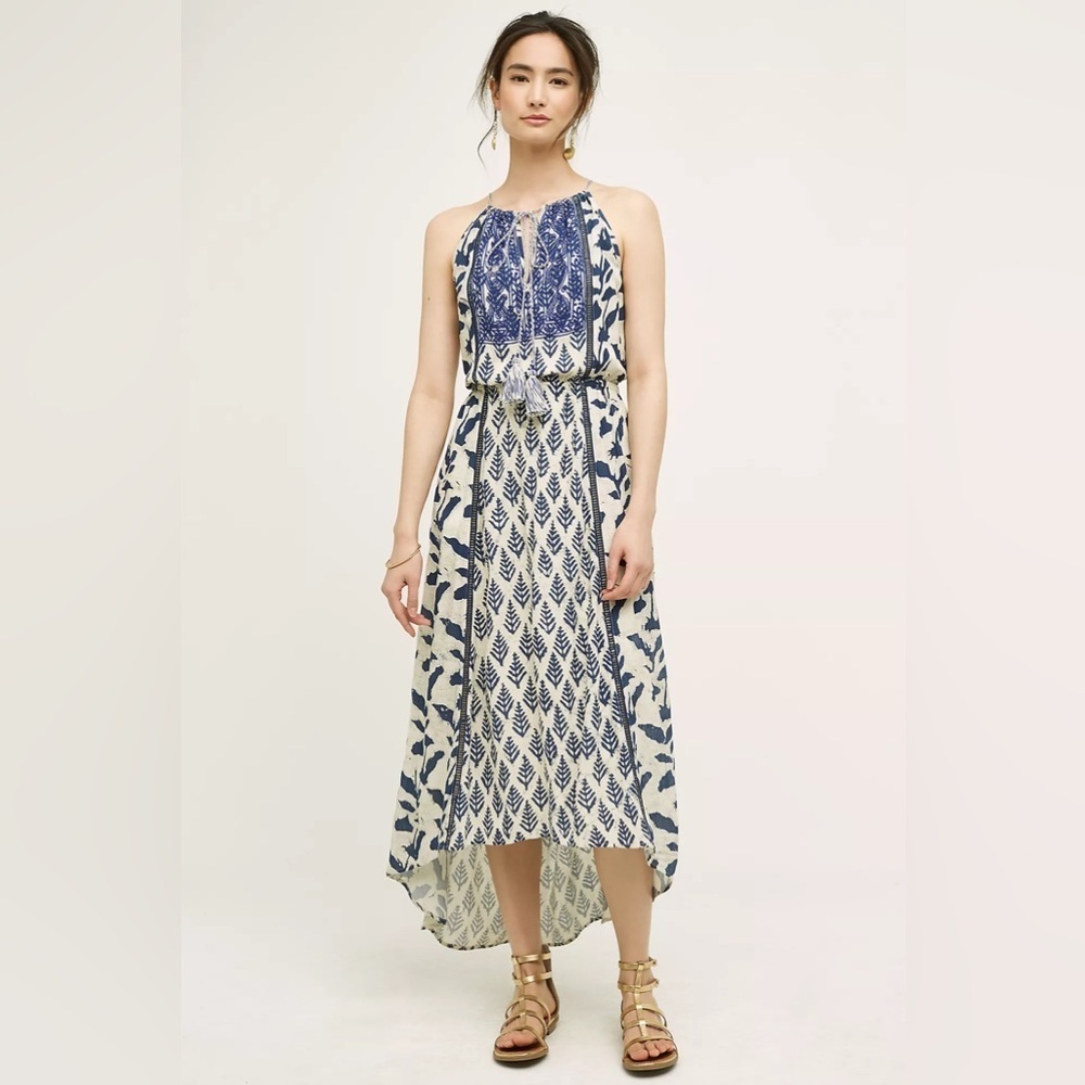 Philosophy Dress Blue and White Soledad Maxi Dress Size Medium Sleeveless - Picture 2 of 15
